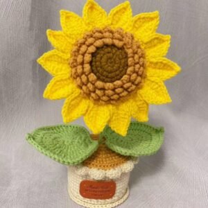 Woolen Crocheted Sunflower Pot