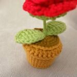 Woolen Crocheted Little Rose Flower in Pot