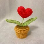 Woolen Crocheted Heart in Pot