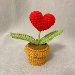 Woolen Crocheted Heart in Pot