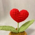 Woolen Crocheted Heart in Pot