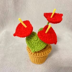 Woolen Crochet Anthurium Flower In Pot