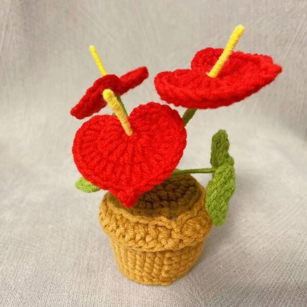 Woolen Crochet Anthurium Flower In Pot