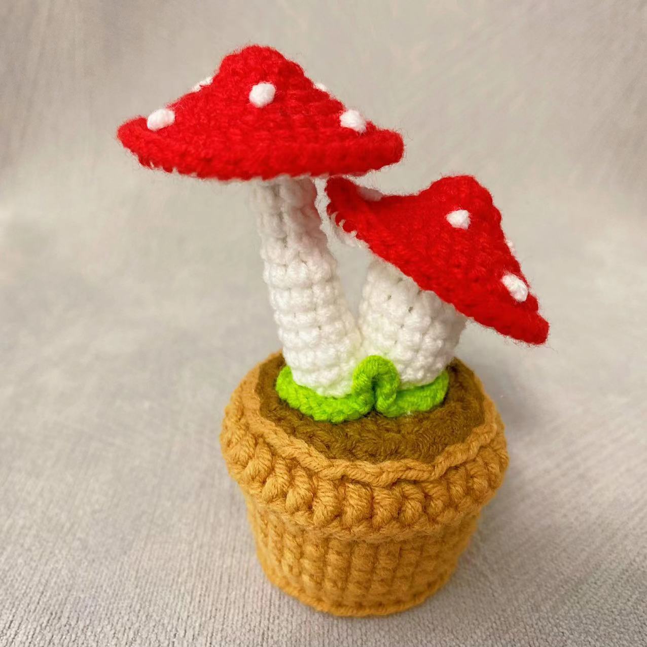 Woolen Crocheted Mushroom in Pot